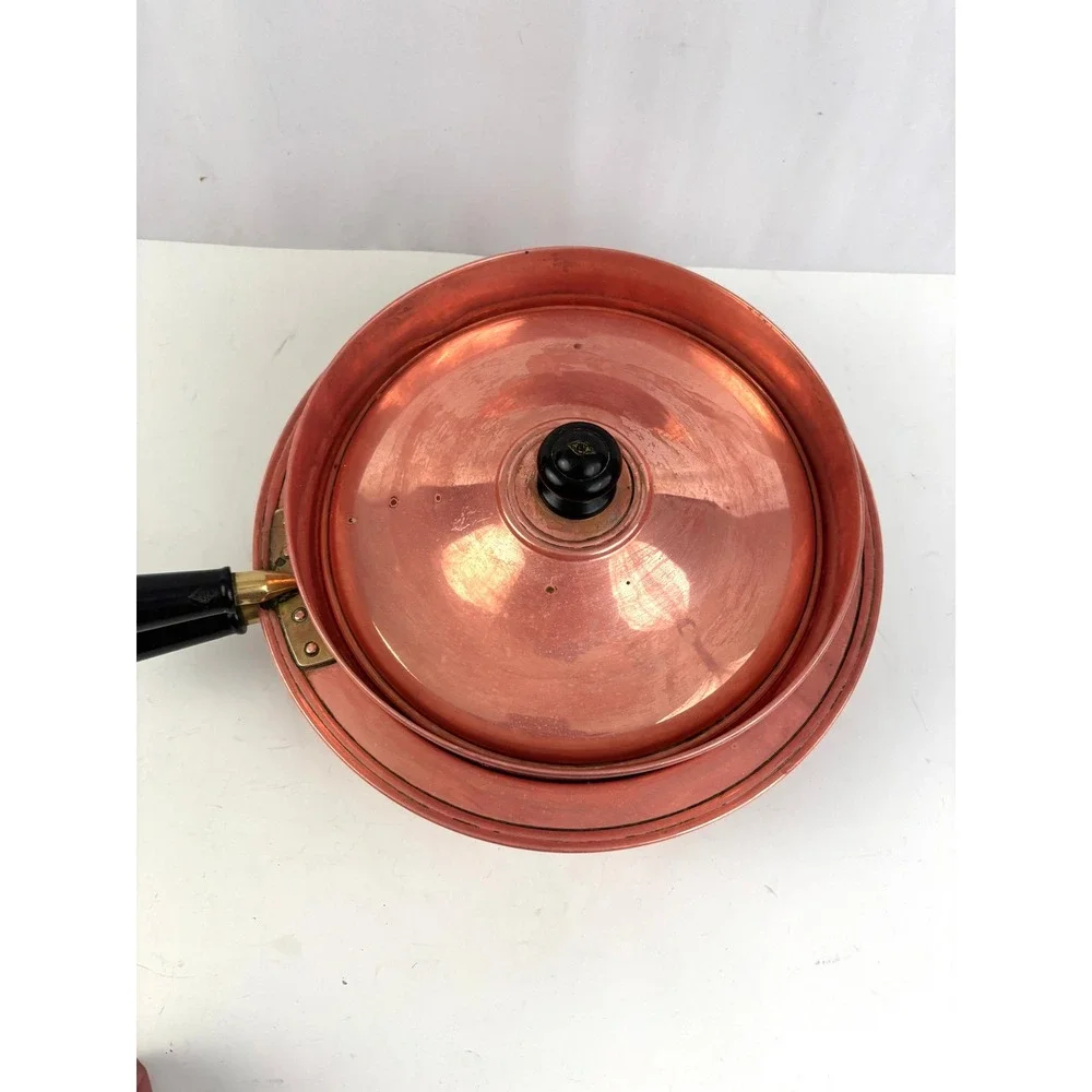 Vintage Nordic Ware Copper Double Boiler Set Tin Lined Pots Lid Bakelite Handles